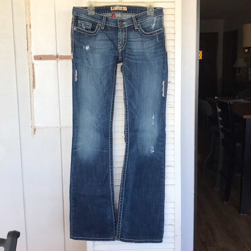 BKE Stella Distressed Flare Jeans TALL